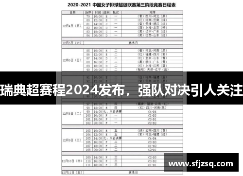 瑞典超赛程2024发布，强队对决引人关注